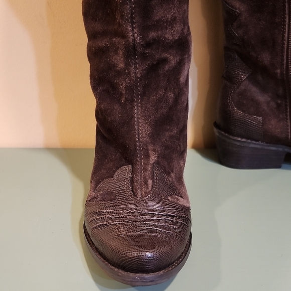 Franco Sarto Dark Brown Heeled Boots - Picture 6 of 10